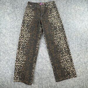Edikted Leopard Jeans Size Small Wide Leg Denim